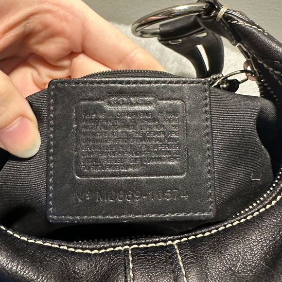 Vintage Authentic Coach Leather Hobo Mini Black with White Stitch - Picture 2 of 9